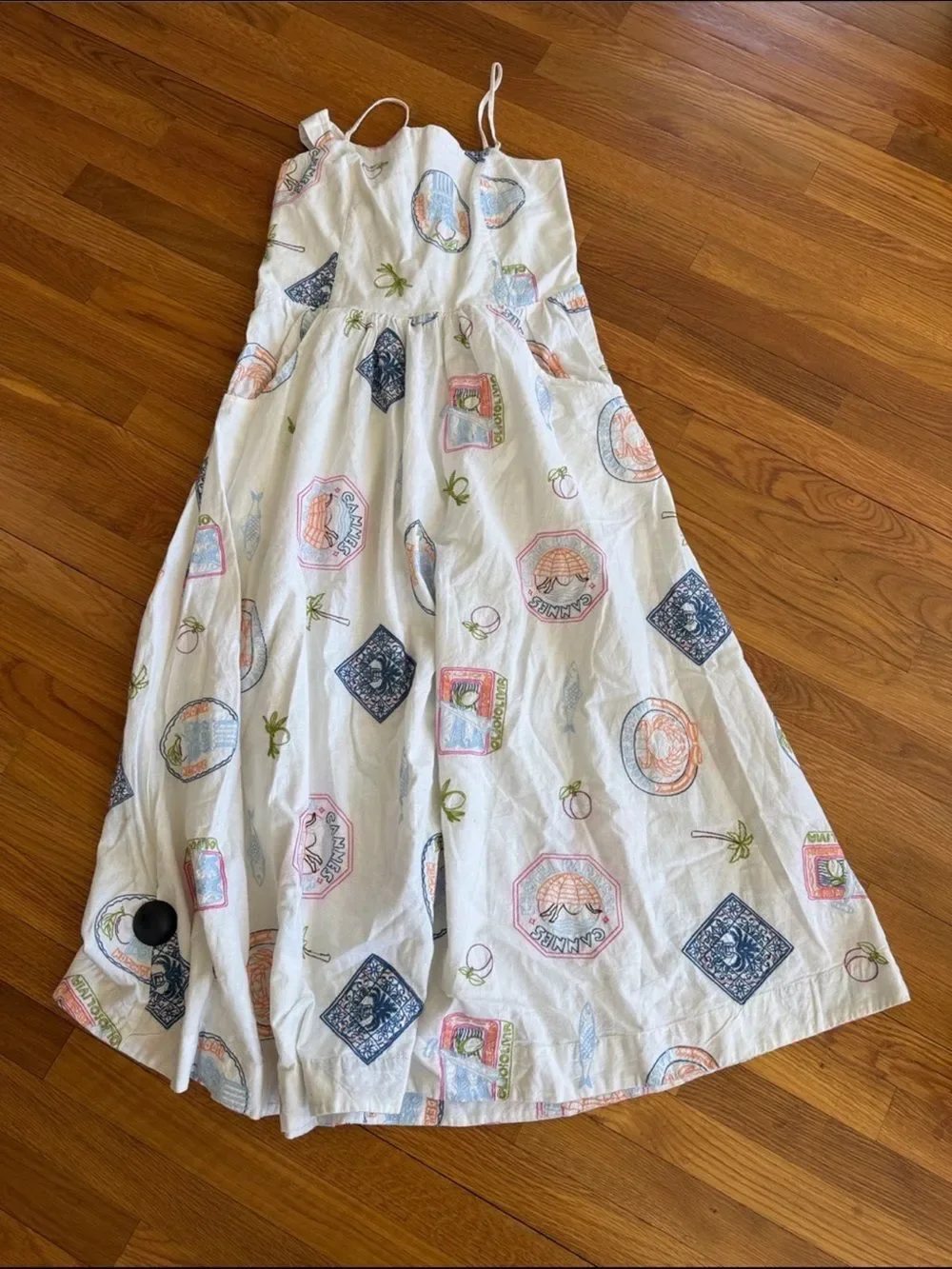 New Anthropologie Damson Madder Peaches Apron Midi Dress Size 16